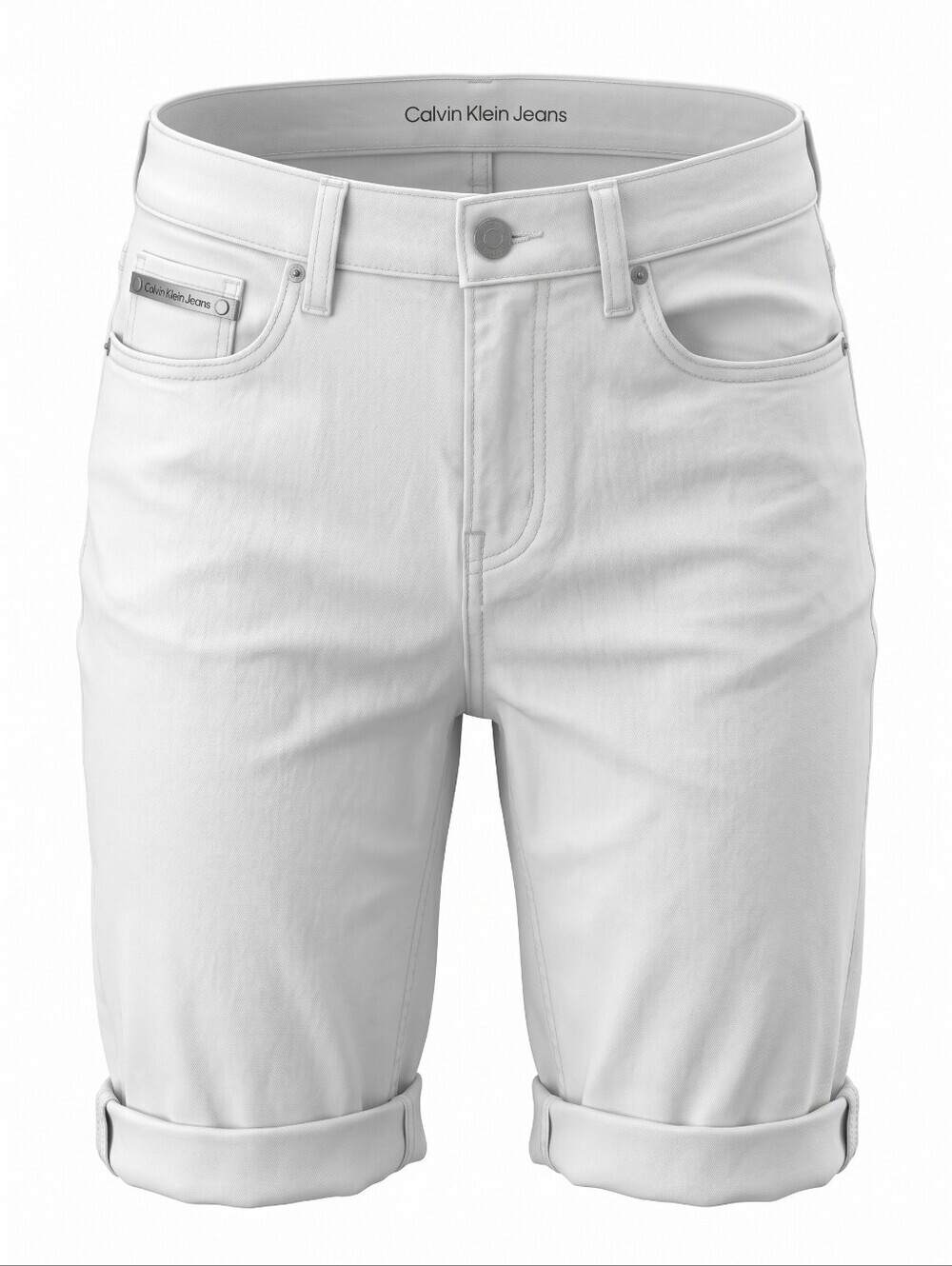 Calvin Klein Jeans Women's White Rolled-Cuff Denim Shorts Jeans
